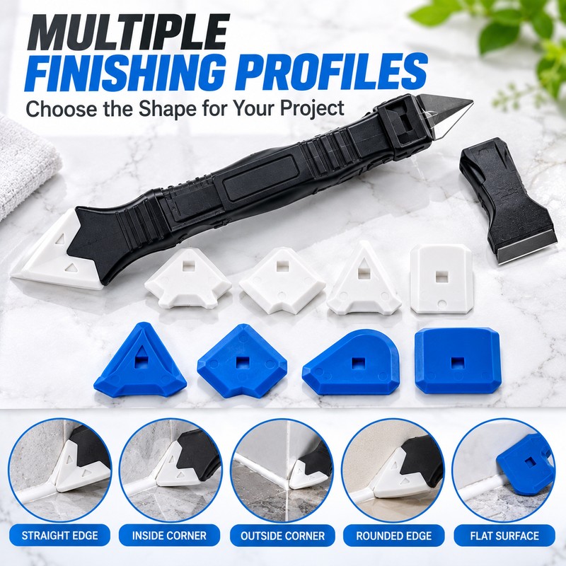 9-in-1 Caulking Tool Kit for Sealant Finishing – Multi-Shape Scrapers