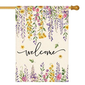 Wisteria Wildflowers House Flag Double Sided Large Garden Flags