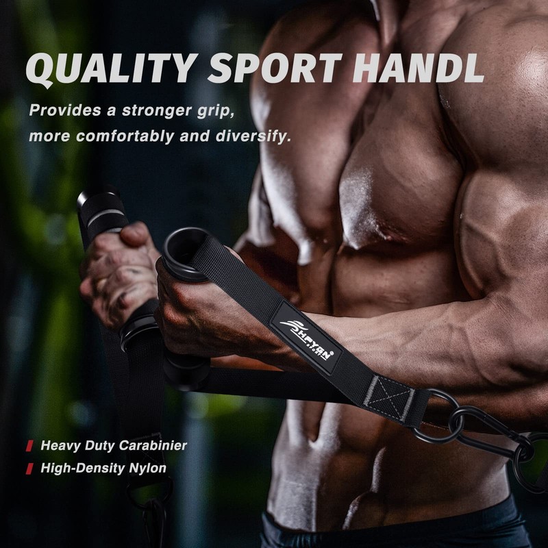 Exercise Handles, Resistance Bands Handles, Tricep Rope Cable Attachment, Gym