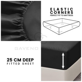 4ft Fitted Bed Sheet- Polycotton Small Double Fitted Sheet with Elasticated Corners- Machine Washable, Breathable Fitted Sheets- Black
