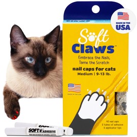 Soft Claws - Solución segura sin arañazos para gatos, protege los muebles y los invitados de arañazos de gatos, tamaño: mediano, color: negro y dorado