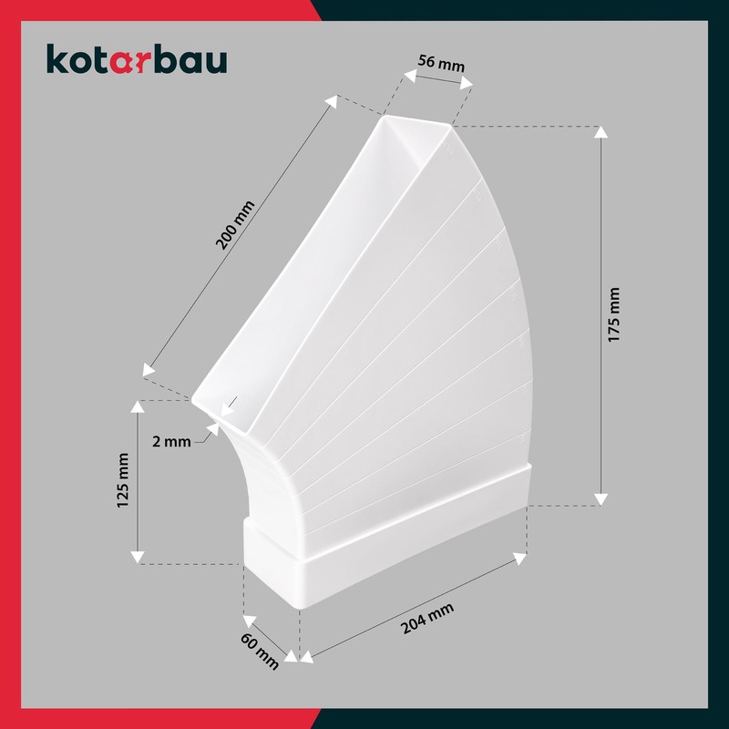 KOTARBAU® Flat Duct Bend 3° - 48° Horizontal Deflection Piece