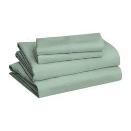 bellolin 100% Cotton Queen Size Bed Sheet Set with Deep Pocket, 400 Thread Count Extra Soft Bed Sheet, Cooling Sheets with 2 Pillow Covers - 4 Piece Set (Green)