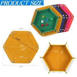FANXIYA Pack of 2 Dice Boards Leather Dice Plate Hexagon Cube Mat Folding Cube Tray Velvet Dice Tray Double-Sided Dice Mat for Dungeons and Dragons RPG DND etc. (Green + Yellow)