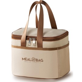 Insulated Lunch Bags, Adult Reusable Lunch Cooler Tote Bags, Cream Cooler Tote Lunch Bag for Women & Kids, Large Cooler Bag for Work, School, Picnic, Camping