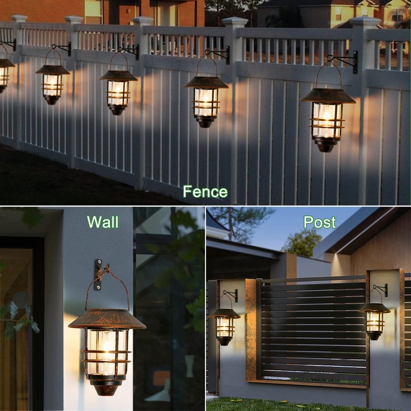 Solar Lantern Outdoor, Hanging Waterproof Solar Lights with Wall Mount