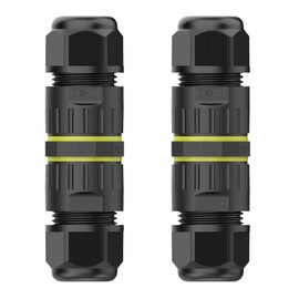 EVOGES IP68 Waterproof Outdoor Inline Cable Connector, 3 Pole, Ø3.5-10mm Cable Diameter, 0.5-1.5mm² Conductor, UKCA, UL, CE, TUV, RoHS Certified (Pack of 2)