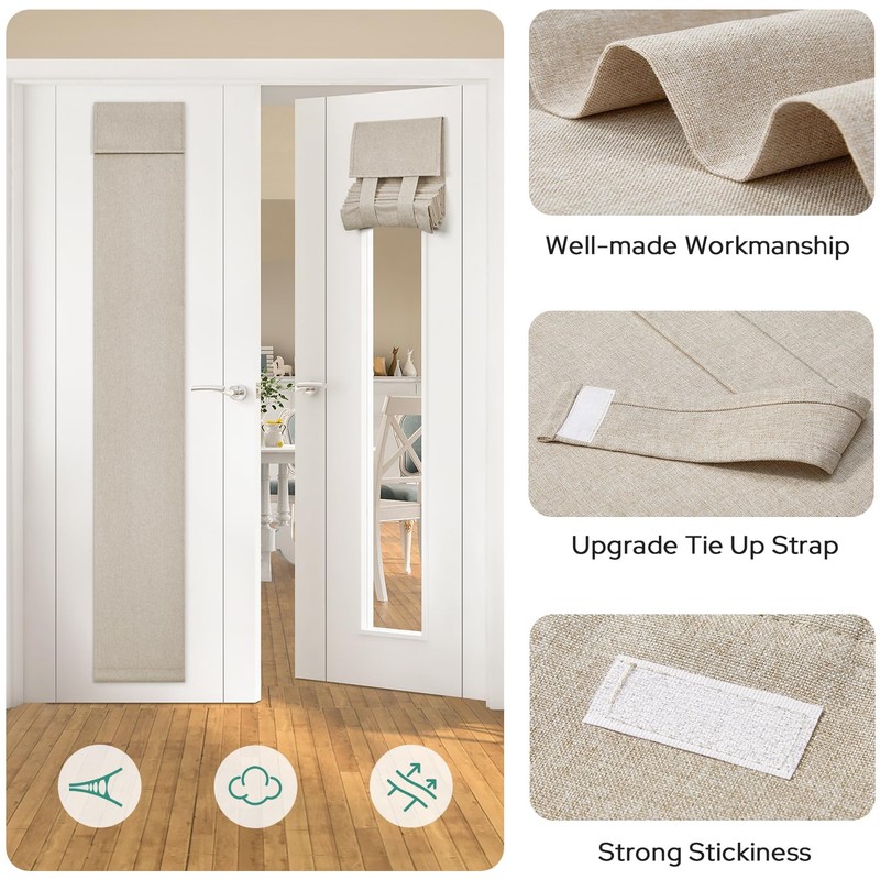 HOMEIDEAS Blackout Linen Sidelight Curtains for Front Door, Side Door