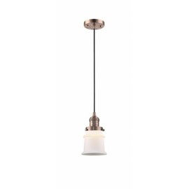 Innovations 201C-AC-G181S Small Canton 1 Light Mini Pendant Part of The Franklin Restoration Collection, Antique Copper