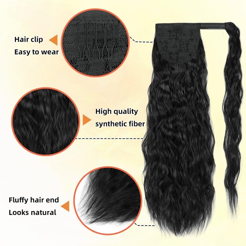 quesdom Corn Wave Ponytail Extension Wrap Around Pony Tail 22