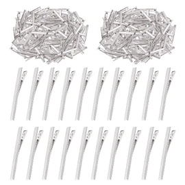 Swpeet - Juego de 200 pinzas para el pelo de cocodrilo de 7,5 cm - 7,5 cm, perfectas para el pelo de pato de metal, pinzas planas para peinado, accesorios de bricolaje