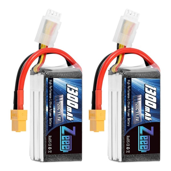 Zeee 11.1V 120C 1300mAh 3S RC Lipo Battery Graphene Battery with XT60 Plug for FPV Racing Drone Quadcopter Helicopter Airplane RC Boat RC Car RC Models(2 Pack)