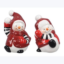 Young's Inc Ceramic Snowman Salt and Pepper Set of 2, S/P