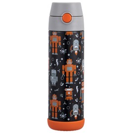 Snug Insulated Kids Water Bottle with Straw & Spout – Double-Wall Stainless Steel, Leakproof, Easy-Flip Lid – For School, Travel, Toddlers & Big Kids - Robots, 17oz
