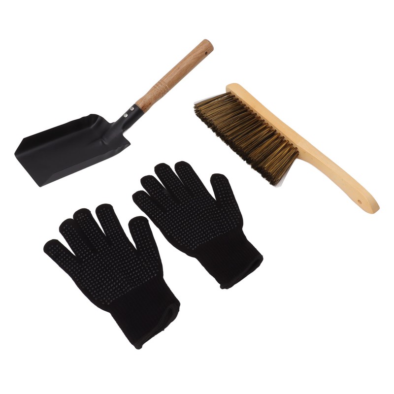 Fireplace Ash Shovel Brush Set Coal Hearth Clean Tools for