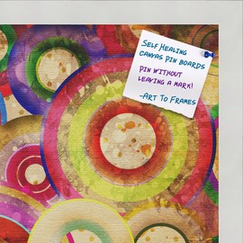 PinPix decorative pin cork bulletin board made from self-healing canvas, Psychedelic Retina Disc printed at 16x16 Inches and framed in Satin White Frame(WOM59504)