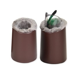 Baitaihem 2 Pack Plush Lined Eyeglasses Holder Stand Protective Glasses Holder For Desks Or Nightstands(Gray Brown)