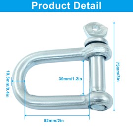 Cjueiom M14 D Ring Shackles, Heavy-Duty D Shackle Hitch Steel Shackle Use for Towing and Outdoor Activities, 1Pcs