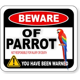 BEWARE OF PARROT RED NOT RESPONSIBLE FOR INJURY OR DEATH FARM Aluminum Composite Outdoor Sign 20" x24"