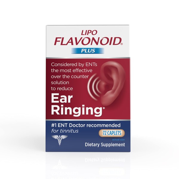 Lipo-Flavonoid Plus, Tinnitus Relief for Ringing Ears, OTC Flavonoid Ear Health Vitamins, Bioflavonoids & Vitamin C, 72 Caplets