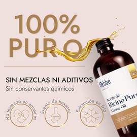 Hebbe | Aceite de Ricino Puro | Nutre e Hidrata | Aceite de Ricino para cabello, pestañas, barba, uñas y cejas | 500 ml