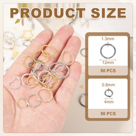 uxcell 100pcs 4mm Open Jump Rings and 12mm Embossed Jump Ring Kit, Closed O Rings Connector for Bracelet Necklace Pendant Jewelry Keychain DIY Craft Making, Gun Black
