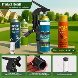 NEWFLY Spray Can Extension Pole Adaptor, Adjustable Sprayer Bracket Adaptor for Wasp Hornet Bee Spray Long Range, Spray Paint, Window Cleaner, Tree Spray. Spray Can Trigger Handle