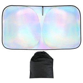 Car Windshield Sunshade Reflective 99% UV Laser Sun Shade Block Screen Foldable Sun Shade Visor Cover for Car Truck Bus SUV Sun Heat Protection Keep Your Vehicle Cool (145 x 80cm)