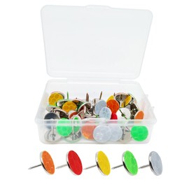 50 pcs Reflective Tacks for Trail Marking, Reflective Trail Markers Reflective Thumb Tacks Glow in The Dark Tacks for Hunting Hiking Camping Outdoor Survival with Clear Box (Mixed Crackle Colors)