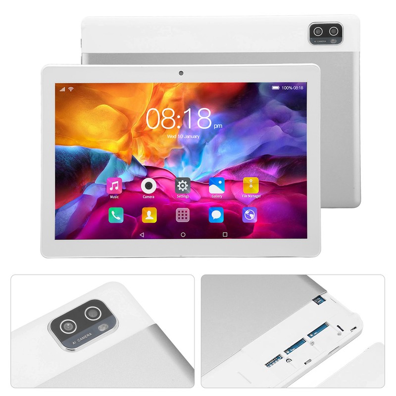 10.1in Tablet Silver 5G WiFi Calling for Android 12 6GB
