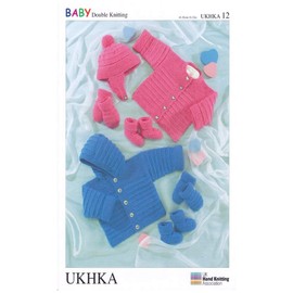 UKHKA Knitting Pattern 12 : Baby Jackets, Hat, Mittens and Bootees (16-22in)