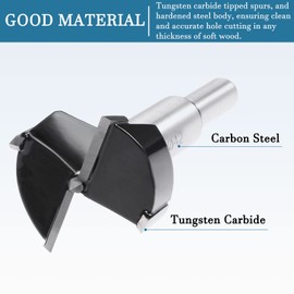 QUARKZMAN 1 x 42 mm Forstner Drill Tungsten Carbide Wood Hole Saw Auger Opener for Furniture Plastic Door Hinge Black