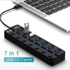 Orco 7-Port USB 3.0 Hub with Individual Power Switches and