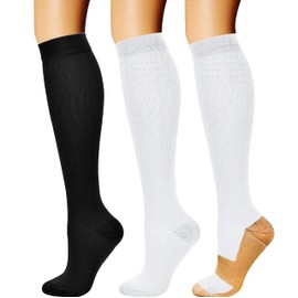 SAGITTA Design Fitness Unisex-3 pairs- Ideal for Circulation or Sitting for Long Hours, Athletics,Running & Cycling (US, Alpha, Large, X-Large, Regular, Regular, White-Black-White/Brown)