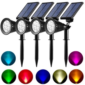 Solar Spot Lights Outdoor Waterproof Solar Powered Spotlight Landscape Lighting Color Changing Auto On/Off for Yard Garden Tree 4 Pack