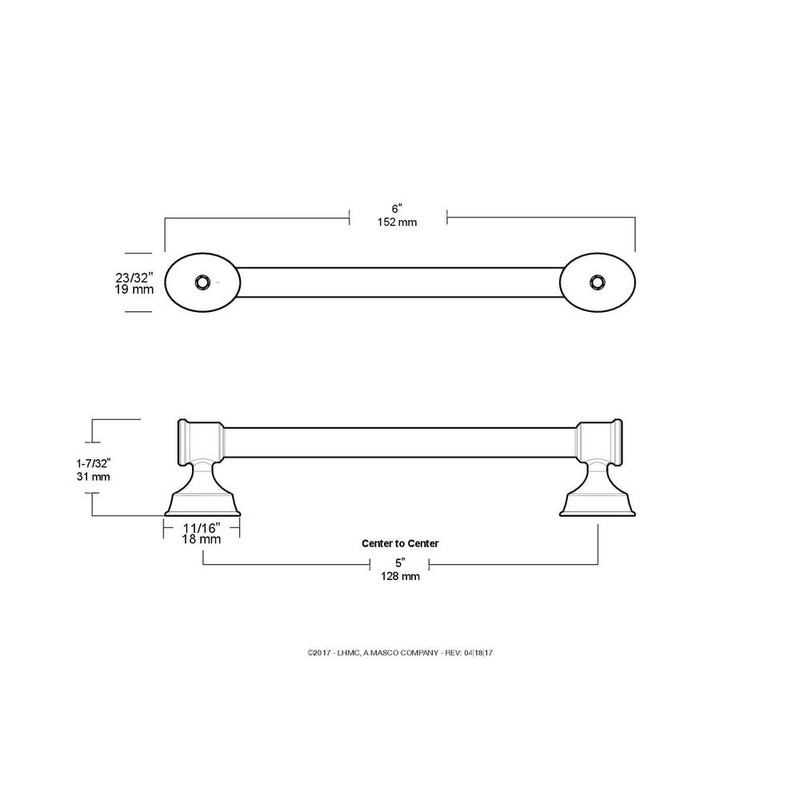Liberty P23856-904-CP 5-Inch Caspian Kitchen or Furniture Cabinet Hardware Handle