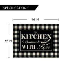 4Pack Farmhouse Decor Placemats Black White Buffalo Plaid Kitchen Inspirational Quotes Decor Table Mats Waterproof Heat Resistant Washable Non-Slip Place Mats for Dinner Kitchen Decor Table 12”×16”