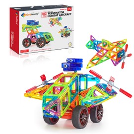 Hurtle Magnetic Building Blocks for Kids - Preschool Learning Toys Shapes Block Educational Magnet Tiles Kids Toy Set w/car Accessories - Safe Magnetic Blocks for 3 Year Old & Up HURMT102 (102 pcs)