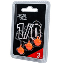 Monkey Lures Hook - 3 Jig Heads, Size/Weight/Colour: Size 1/0 / 3 g / Orange