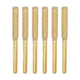 sourcing map 6pcs Diamond Coated Chainsaw Sharpener Bits 5/32" 4mm Cylinder Head, Titanium Plated Electric Chain Saw Grinder