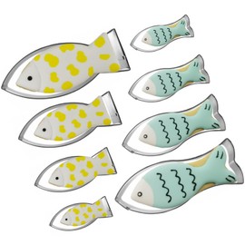 Large Size Fish Shaped Cookie Cutter Set of 8 pcs, Stainless Steel Jesus Fish Fondant Cutters, 4 pcs Fork Tail Fish + 4 pcs Flat Tail Fish, 5.3/4.6/3.5/2.8 inches