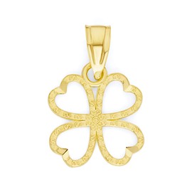 10k Solid Real Gold Four Leaf Clover Pendant, Good Luck Charm Irish Jewelry Gifts