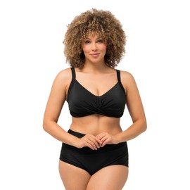 Ulla Popken Tina Women's Bikini Top, Plain Bikini, Black, XXXL, black, 58