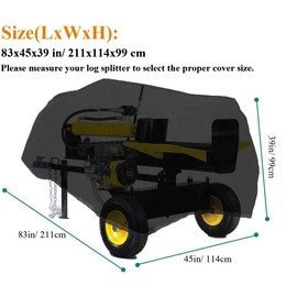 Log Splitter Cover Waterproof Heavy Duty 420D Oxford Fabric Gas Logging Separator Storage Rain Furniture Covers for 15-37-Ton Electric Wood Log Splitter Cover