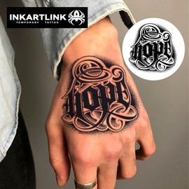 INKARTLINK 2 Sheets Medium Semi Permanent Tattoos, Temporary Tattoos, Adult Art Designs, Waterproof, Realistic, No Adhesive, Non-Reflective, Lasts 1-2 Weeks, (Eternal Hope)