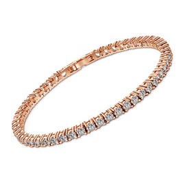 18K White Gold Plated 3mm Cubic Zirconia Classic Tennis Bracelet | White Gold Bracelets for Women | Size 6.5-7.5 Inch