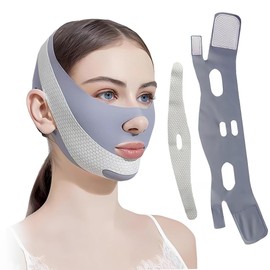 IKOPFLN 1 Stück Face Tape,Face Lifting Tape,Doppelkinn Entferner,Wiederverwendbares V Gesichtshebengürtel,Doppelkinnmaske,V-Maske zum Liften und Konturieren,Graue