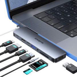 USB C Adapter for MacBook, 8 IN 2 USB C Hub for MacBook Pro/Air, Mac Adapter with 4K HDMI, Thunderbolt 3, USB C, USB 3.0, USB 2.0, SD/TF, Audio