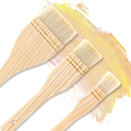 3 Pcs Hake Brushes Flat Watercolor Brushes Artist Painting Brushes Soft Sheep Hair Brushes for Ceramic Pottery Paint Painting White
