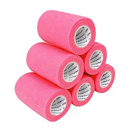 6 Rolls Pink Cohesive Bandage 7.5cm X４.5cm, Flexible Bandage,Non-Woven Cohesive, Athletic Tape,Vet wrap,Wraps Bandage,Suitable for Sensitive Skin